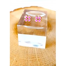 Παιδικά Σκουλαρίκια Χρυσά 9Κ με Σμάλτο - Ροζ Τετράφυλλο (KID171)